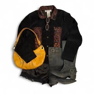 Vtg 90s corduroy tapestry jacket indie boho festival hippie